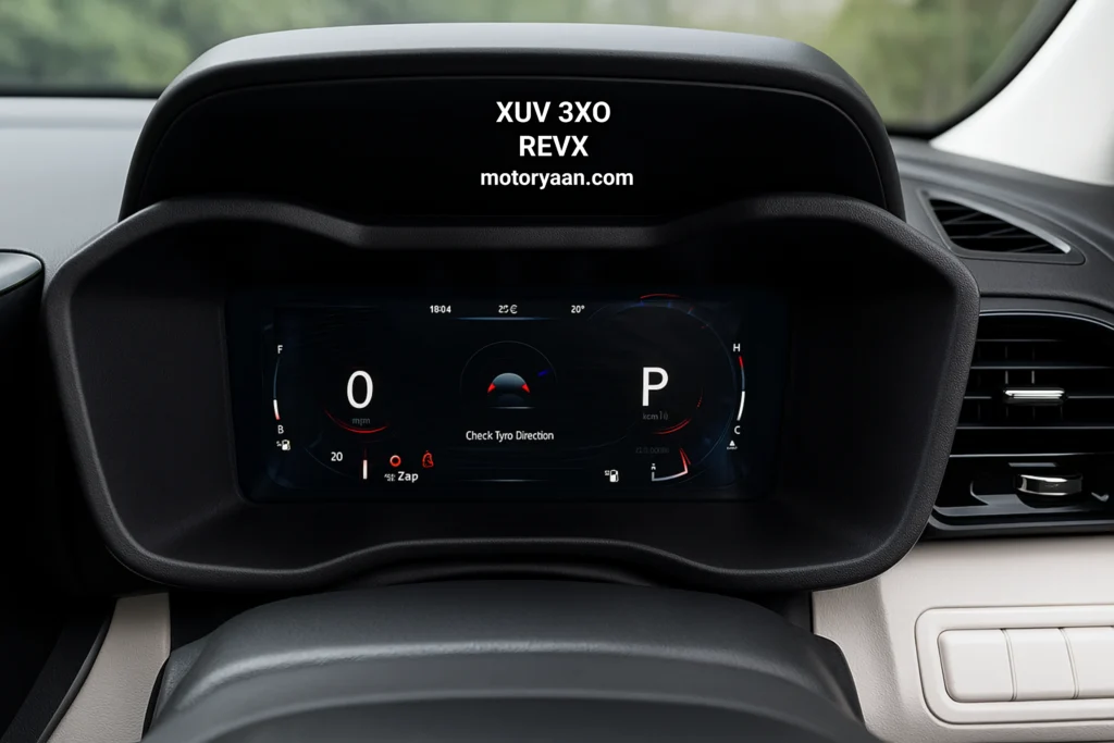 Fully digital instrument cluster of 2025 Mahindra XUV 3XO REVX