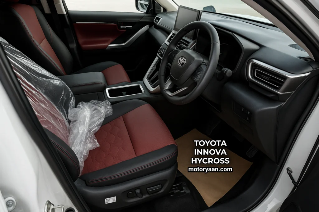 Toyota Innova Hycross front interior with driver-side door open