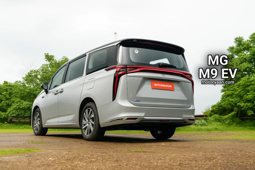 MG M9 EV rear and side profile