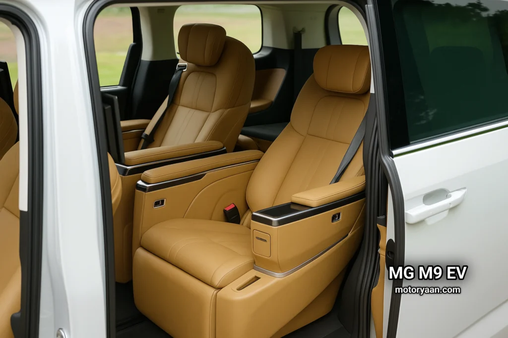 MG M9 EV rear passenger seats view