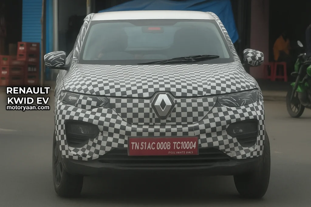 Renault Kwid EV front profile with signature Q1 electric SUV cues