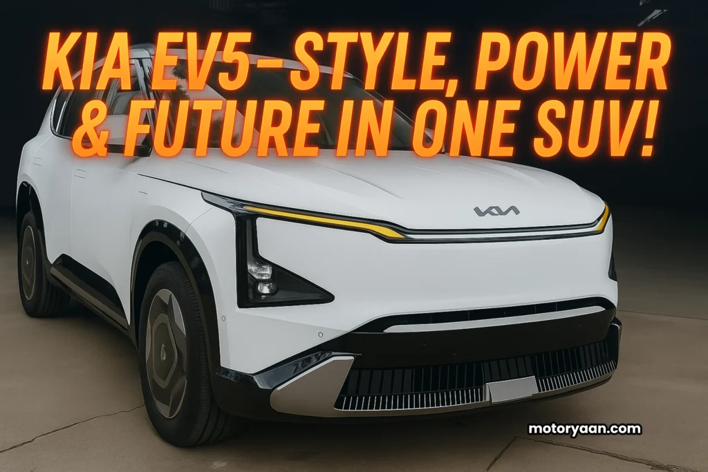 Kia EV5 Review – front and side profile showcasing futuristic SUV design