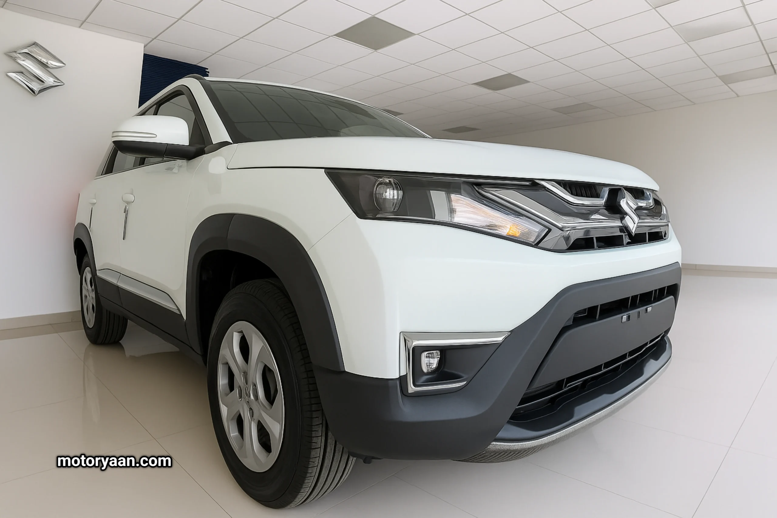 Brezza Urbano Edition front and side profile with chrome grille and projector headlamps