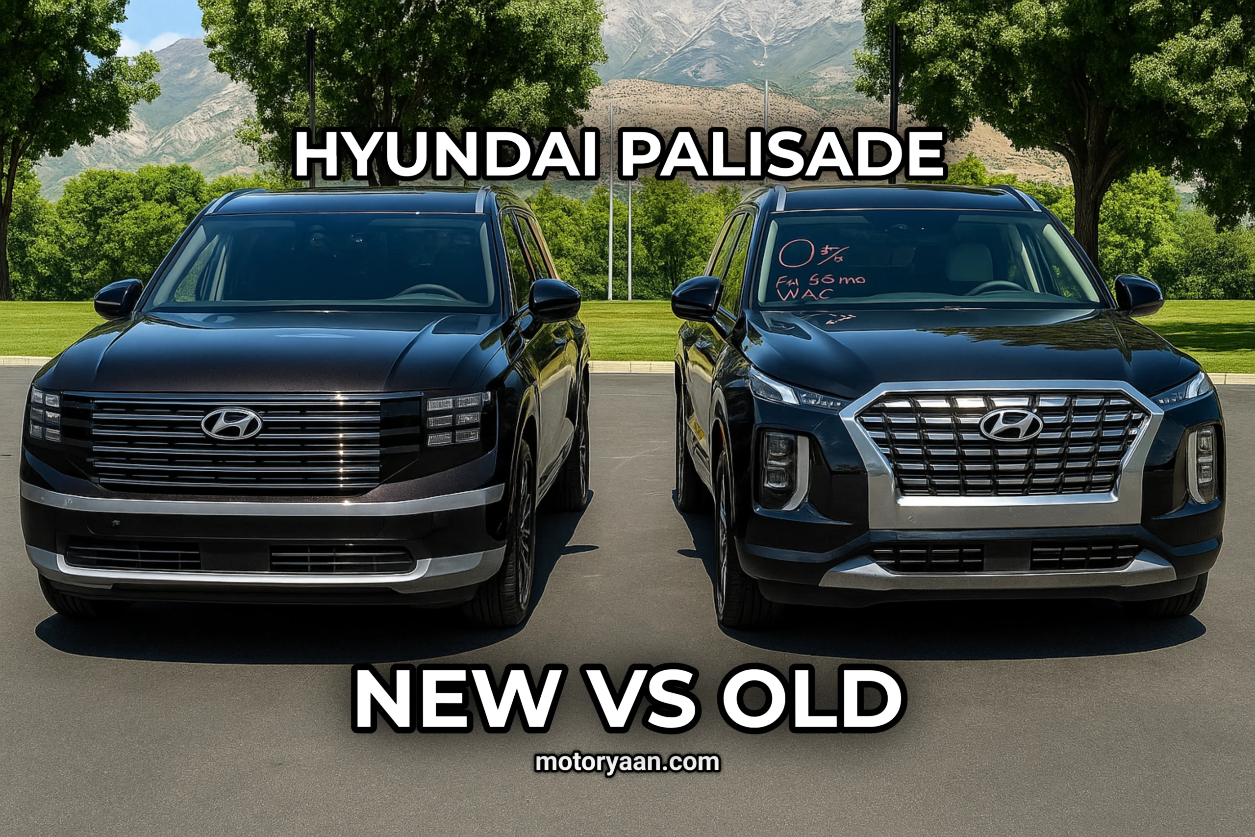 Hyundai Palisade New vs Old side-by-side comparison of SUV design