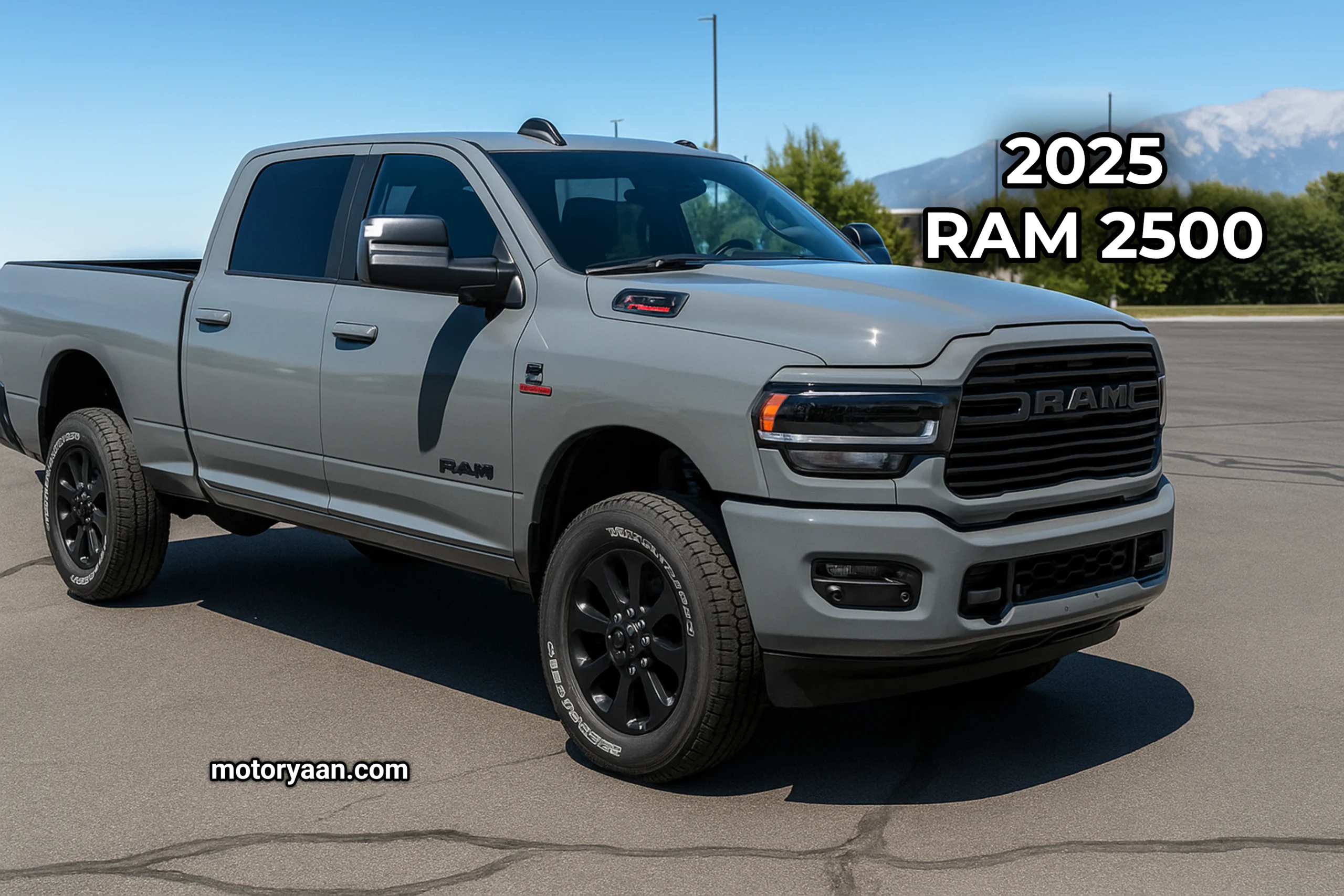 2025 Ram 2500 front and side profile in Ceramic Gray Night Edition