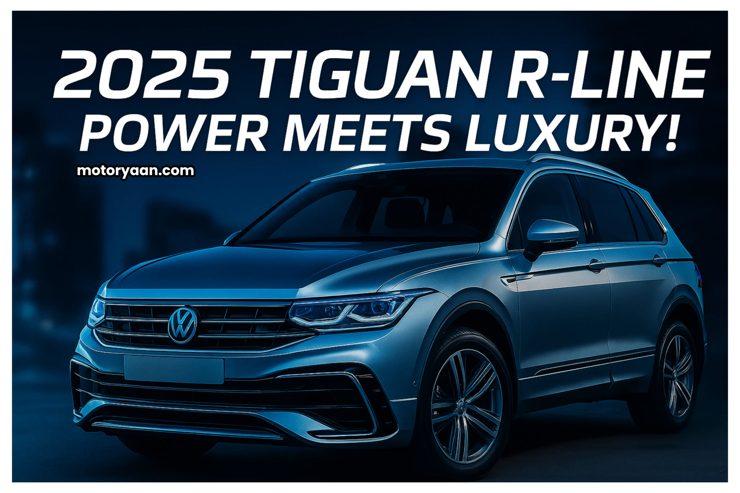 2025 Tiguan R-Line front and side profile view showcasing bold SUV styling.
