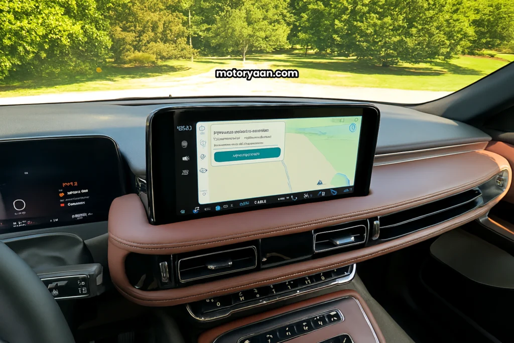 2025 Lincoln Aviator infotainment system with AC vents and control buttons.
