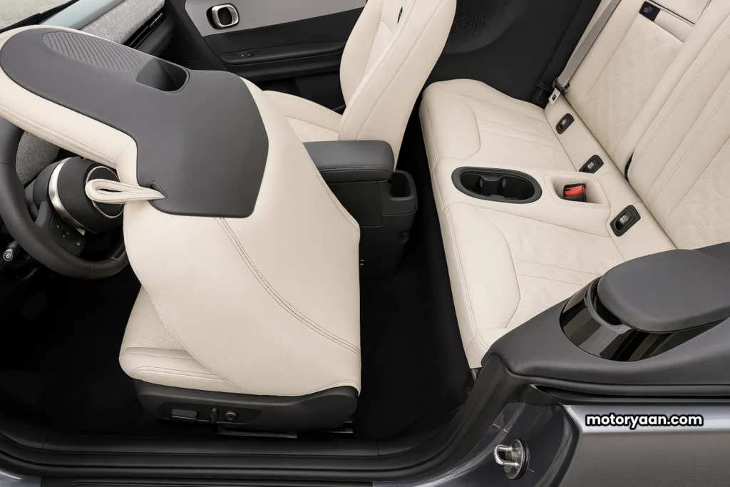 2025 MINI Cooper S Convertible rear seating position with folded front seat