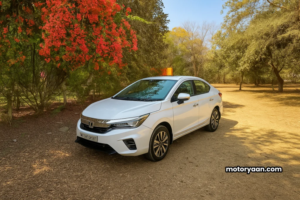 Honda City side and front profile with ongoing Honda Car Discount in 2025