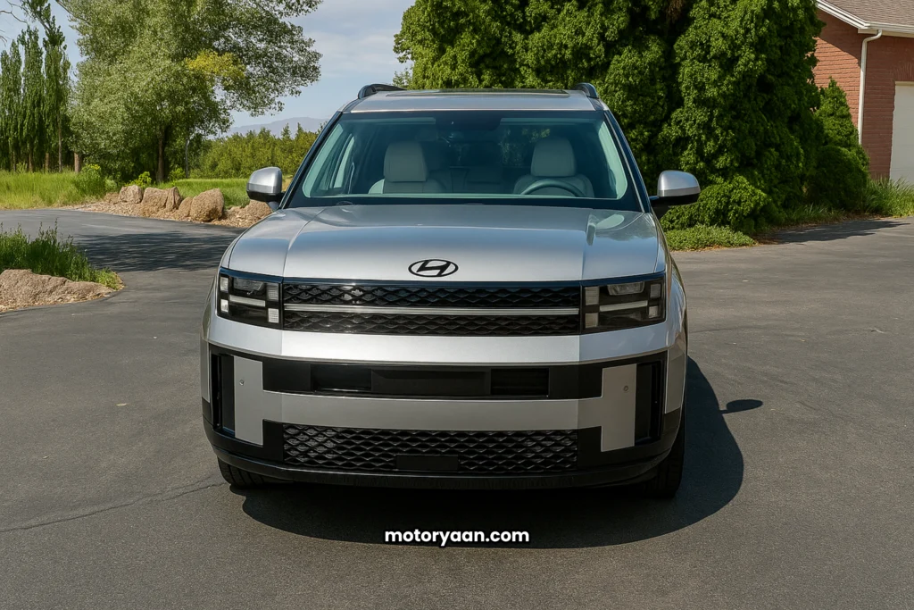 2025 Hyundai Santa Fe Hybrid front profile with signature grille