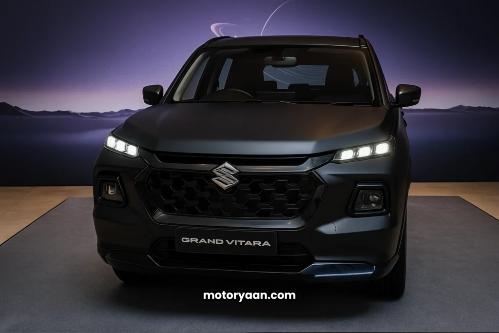 Grand Vitara Phantom Blaq Edition front and partial side angle with glossy black finish.