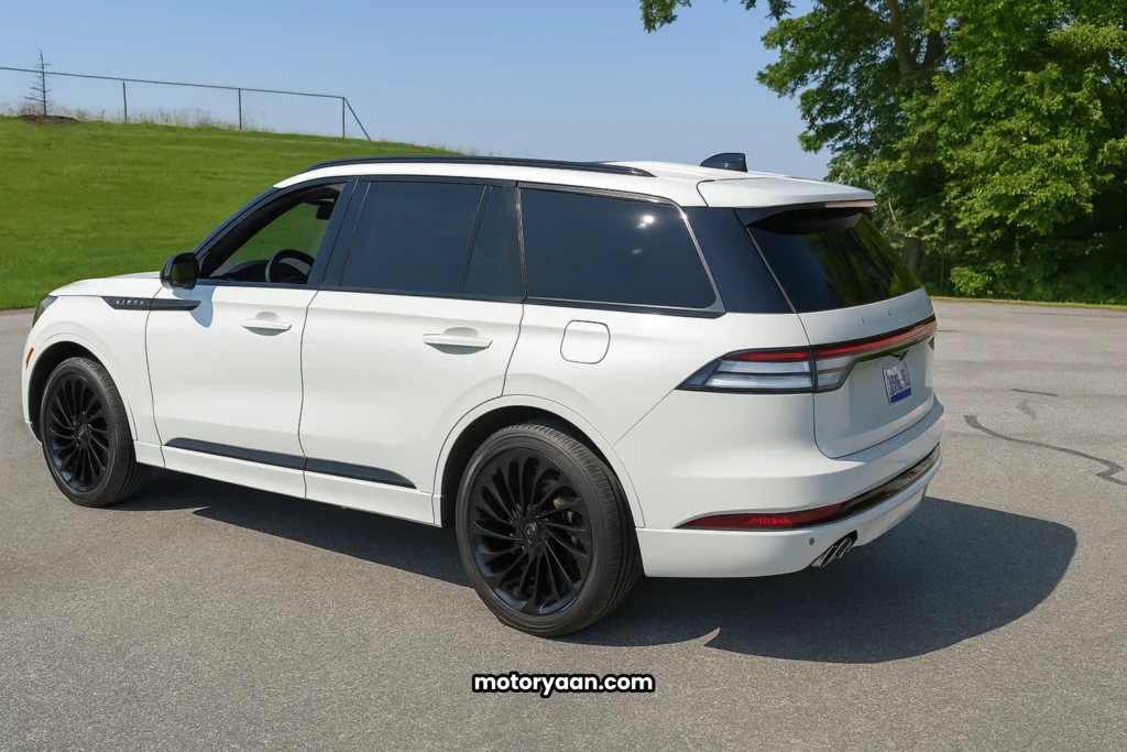 Complete side profile of the 2025 Lincoln Aviator in a premium metallic finish.
