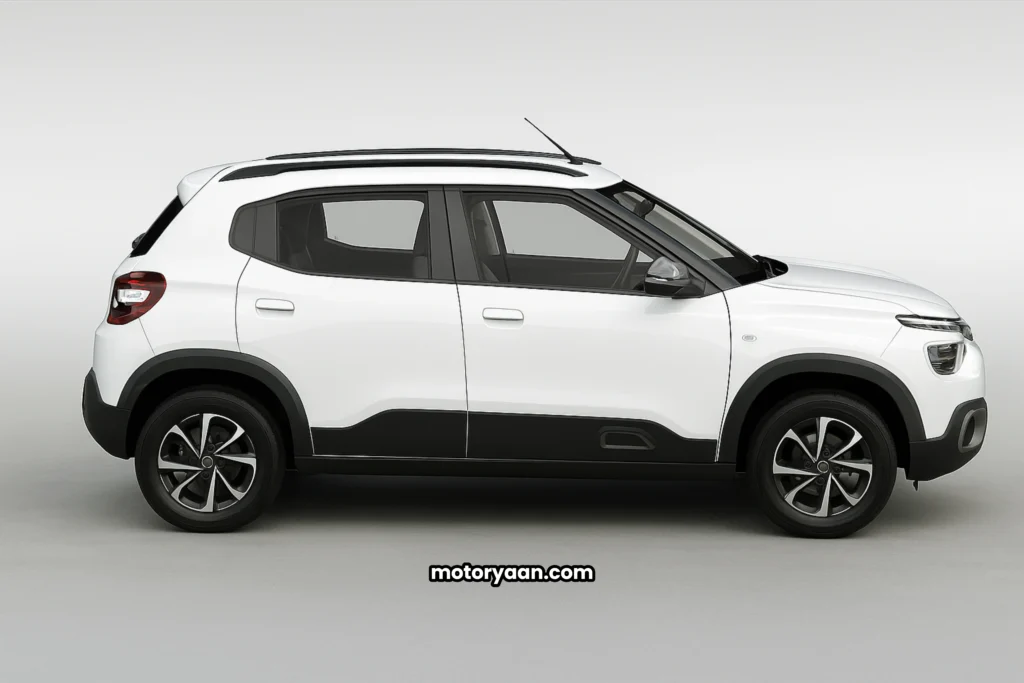 2025 Citroen C3X side profile highlighting coupe-like roofline and alloy wheels