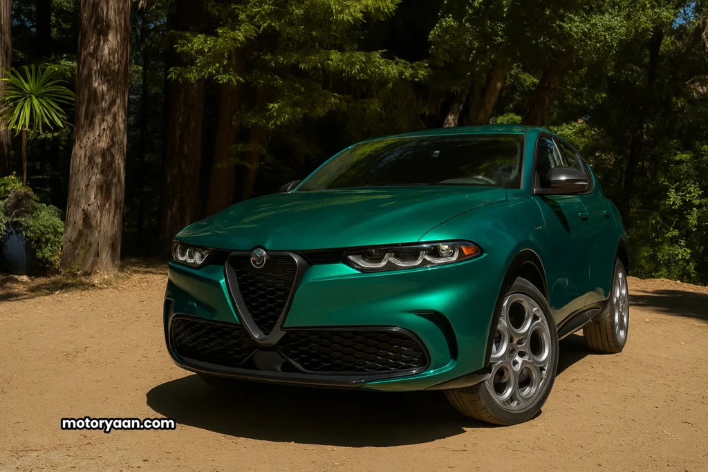 2025 Alfa Romeo Tonale SUV front and side profile in dynamic view