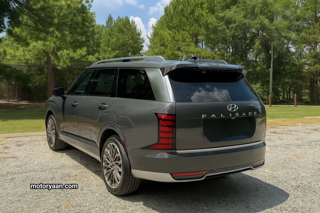 2026 Hyundai Palisade side and rear angle with LED taillights and muscular stance