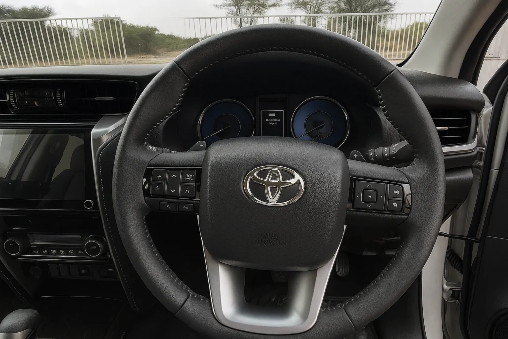 Fortuner Legender Neo Drive steering controls and digital MID cluster