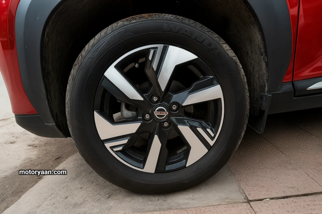 Nissan Magnite CNG 16-inch alloy wheels with MRF Wanderer tyres