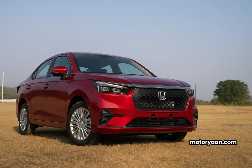 Honda Amaze front and side view under Honda Car Discount August 2025