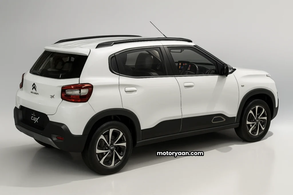 2025 Citroen C3X side and rear profile with LED tail lamps and sporty stance