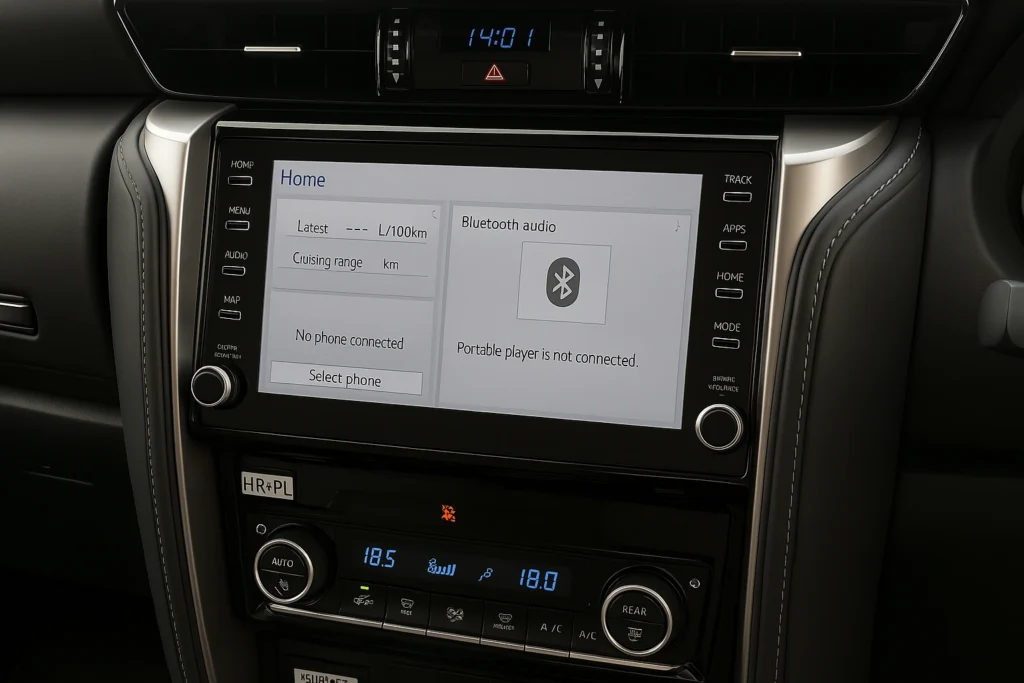 Fortuner Legender Neo Drive infotainment system with JBL audio and touchscreen