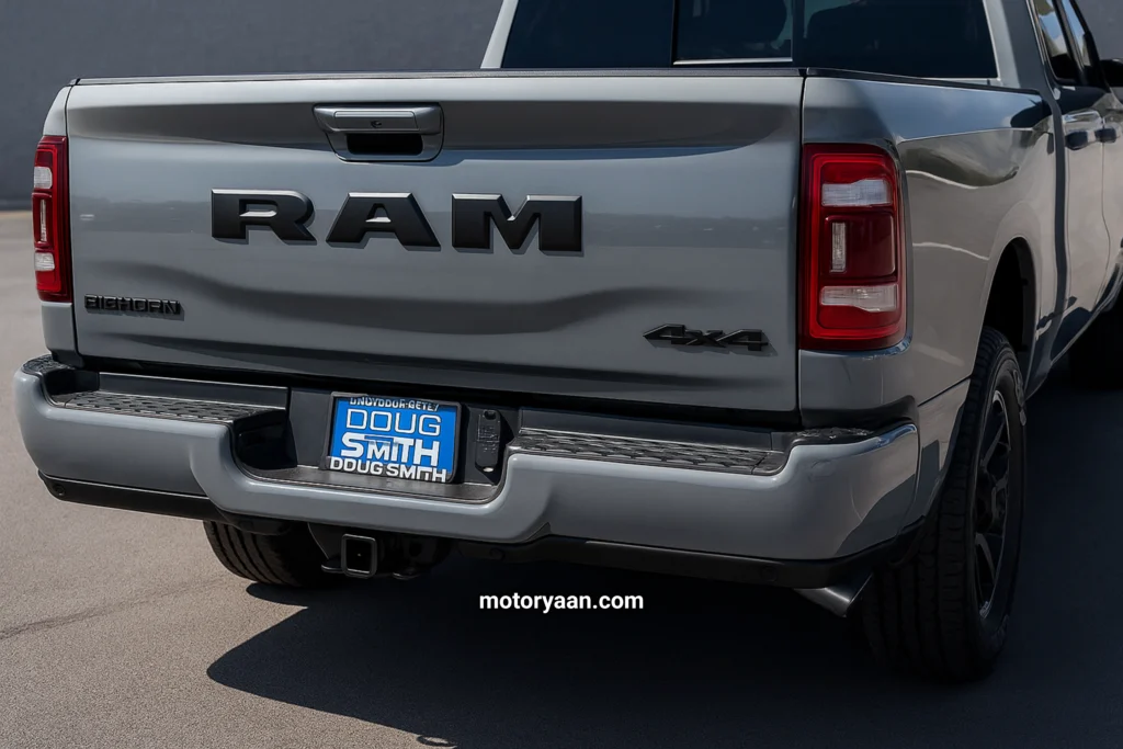 2025 Ram 2500 rear view with LED tail lamps and spray-in bed liner