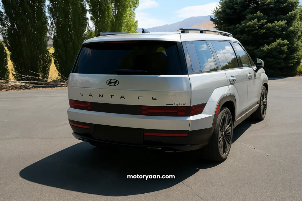 2025 Hyundai Santa Fe Hybrid rear profile with LED tail lights