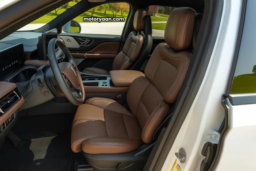 2025 Lincoln Aviator full front interior with premium five-seat layout.