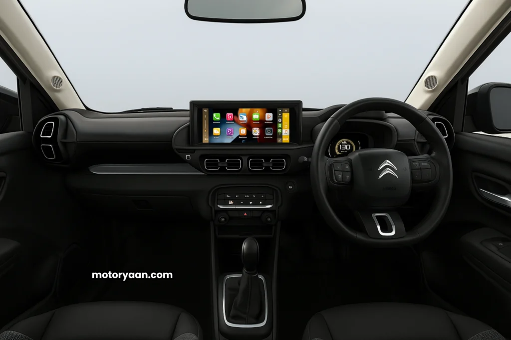 2025 Citroen C3X front interior with premium seats and modern dashboard layout