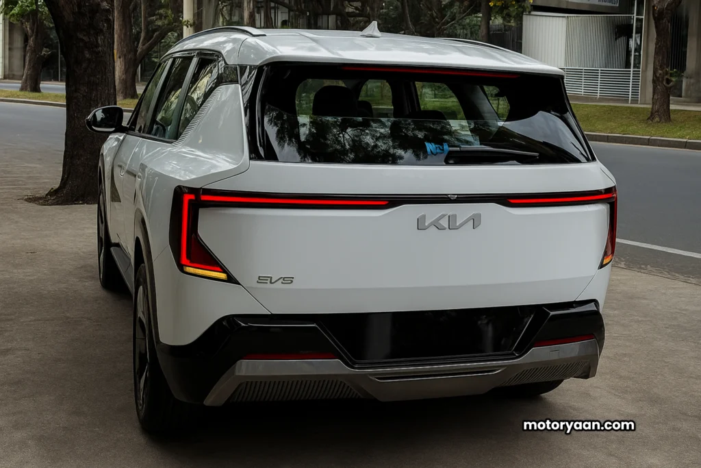 Kia EV5 Review – rear profile showcasing LED tail lamps