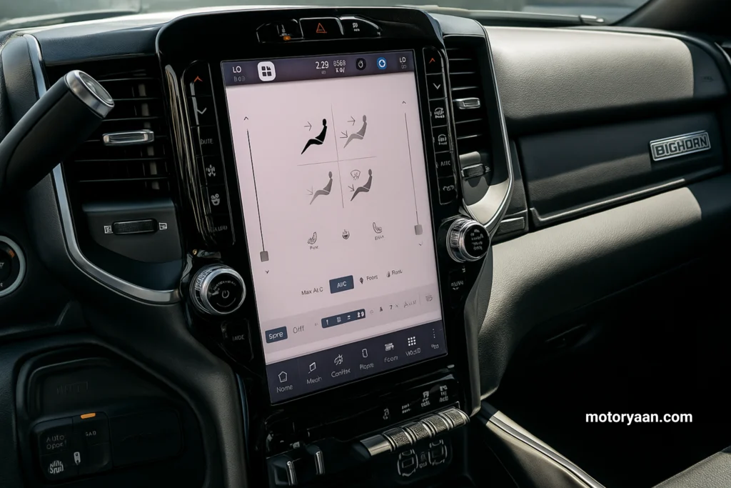 2025 Ram 2500 infotainment screen with shortcut bar and navigation