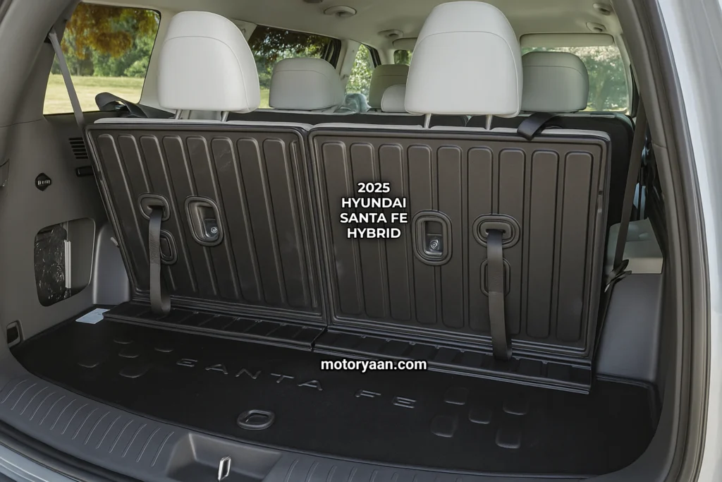Boot space of 2025 Hyundai Santa Fe Hybrid with seats folded for extended cargo room