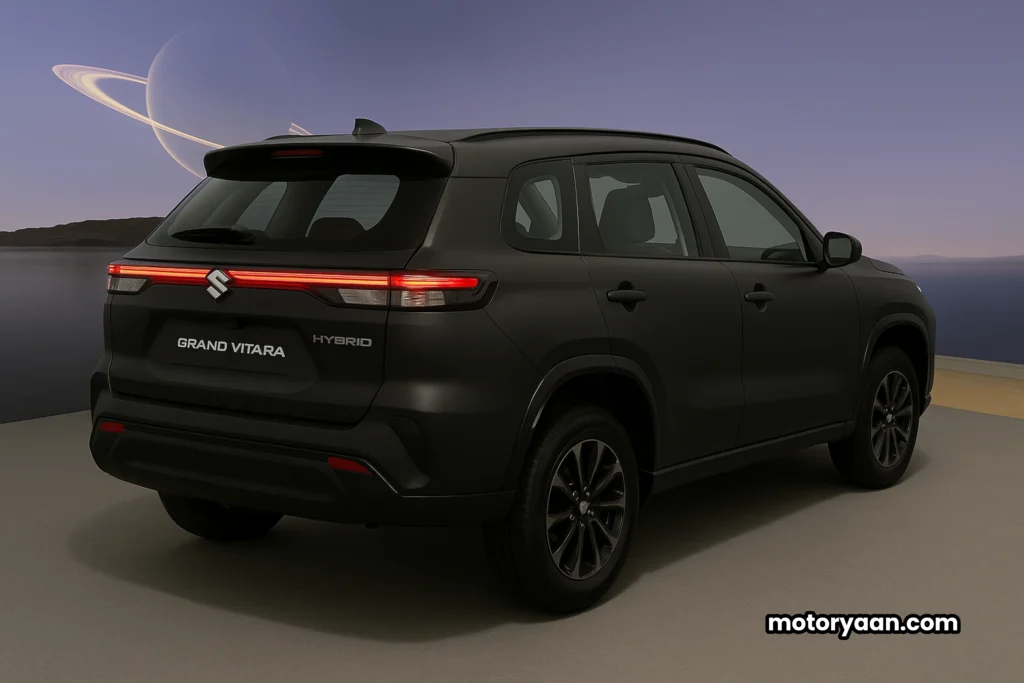 Grand Vitara Phantom Blaq Edition complete rear and side profile with LED tail lamps.