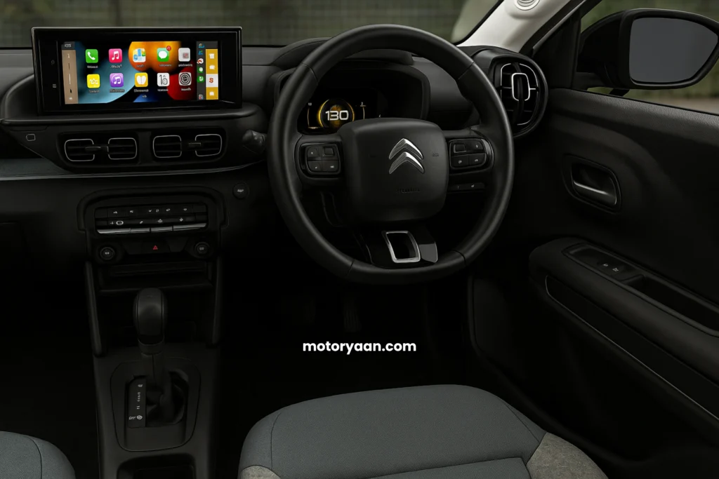 2025 Citroen C3X dashboard with steering-mounted controls, infotainment system, and digital instrument cluster