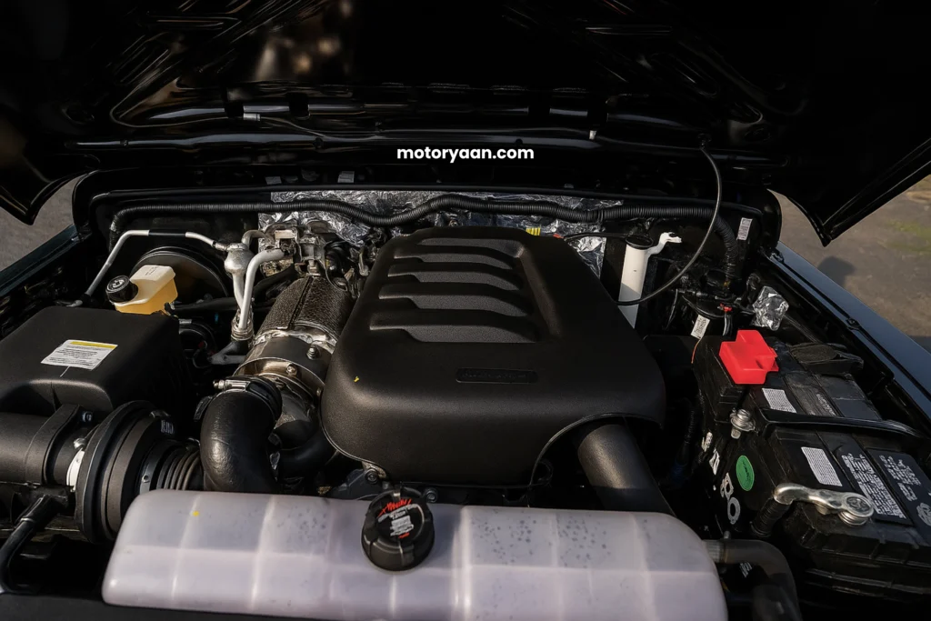 Mahindra Thar Roxx MX5 engine bay with powerful engine setup