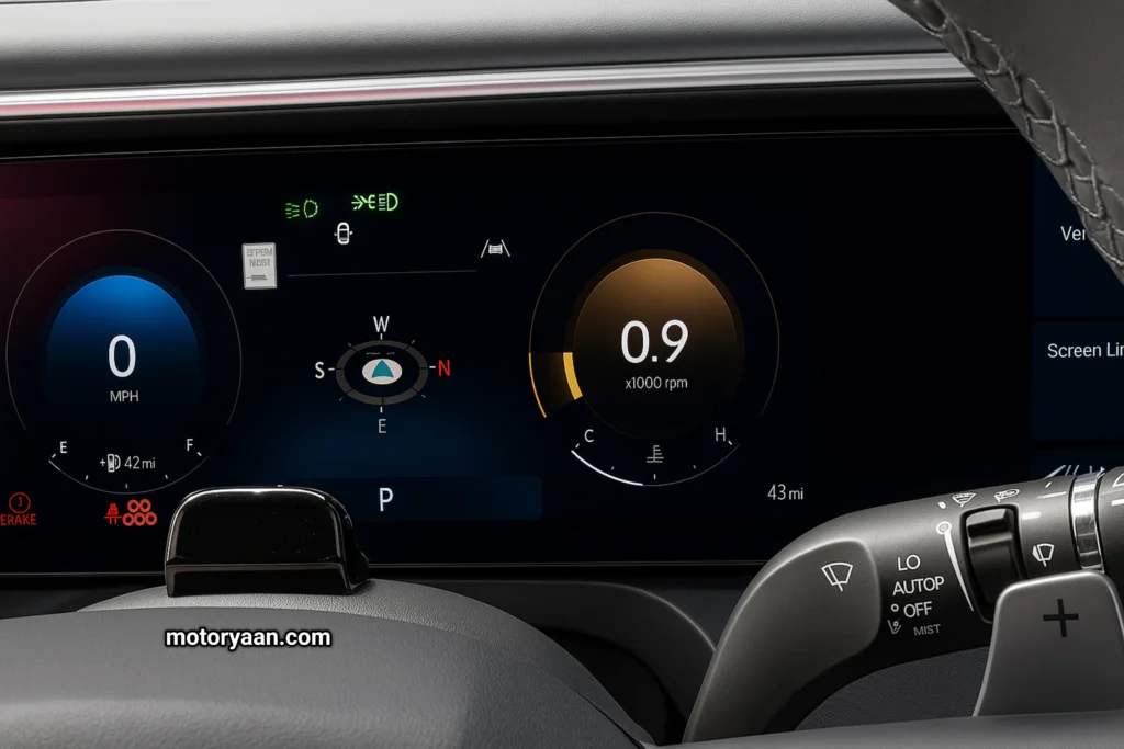 2026 Hyundai Palisade digital instrument cluster with head-up display and driver assist alerts