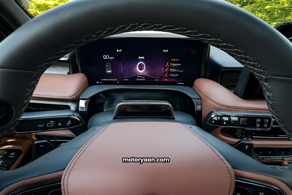 2025 Lincoln Aviator digital instrument cluster with steering wheel.