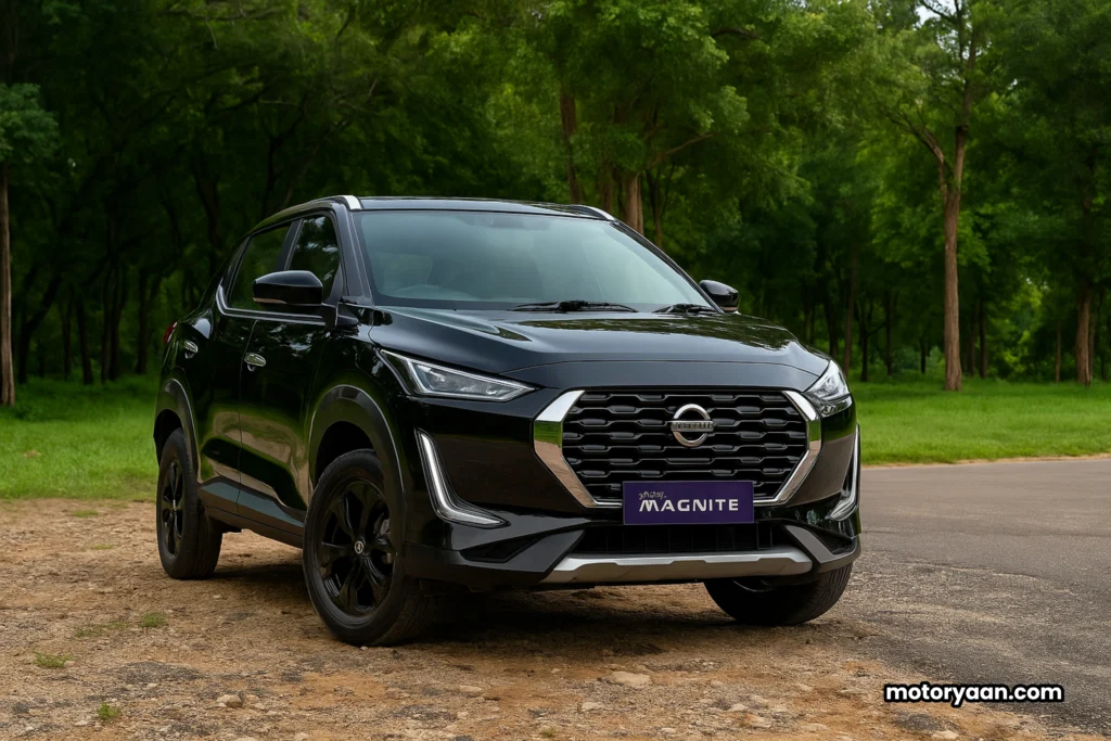 Nissan Magnite 10-Year Extended Warranty – Stylish side design with alloy wheels