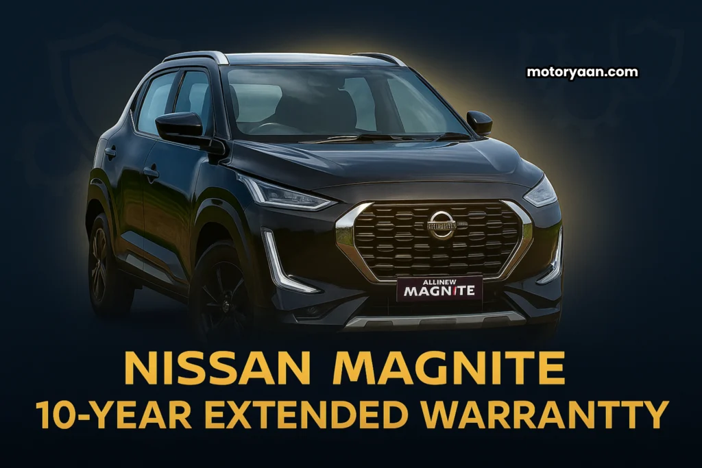 Nissan Magnite 10-Year Extended Warranty – Bold front grille and LED headlamps