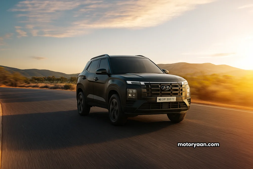 Hyundai Creta King Limited Edition Price front and side profile with bold design and black alloy wheels