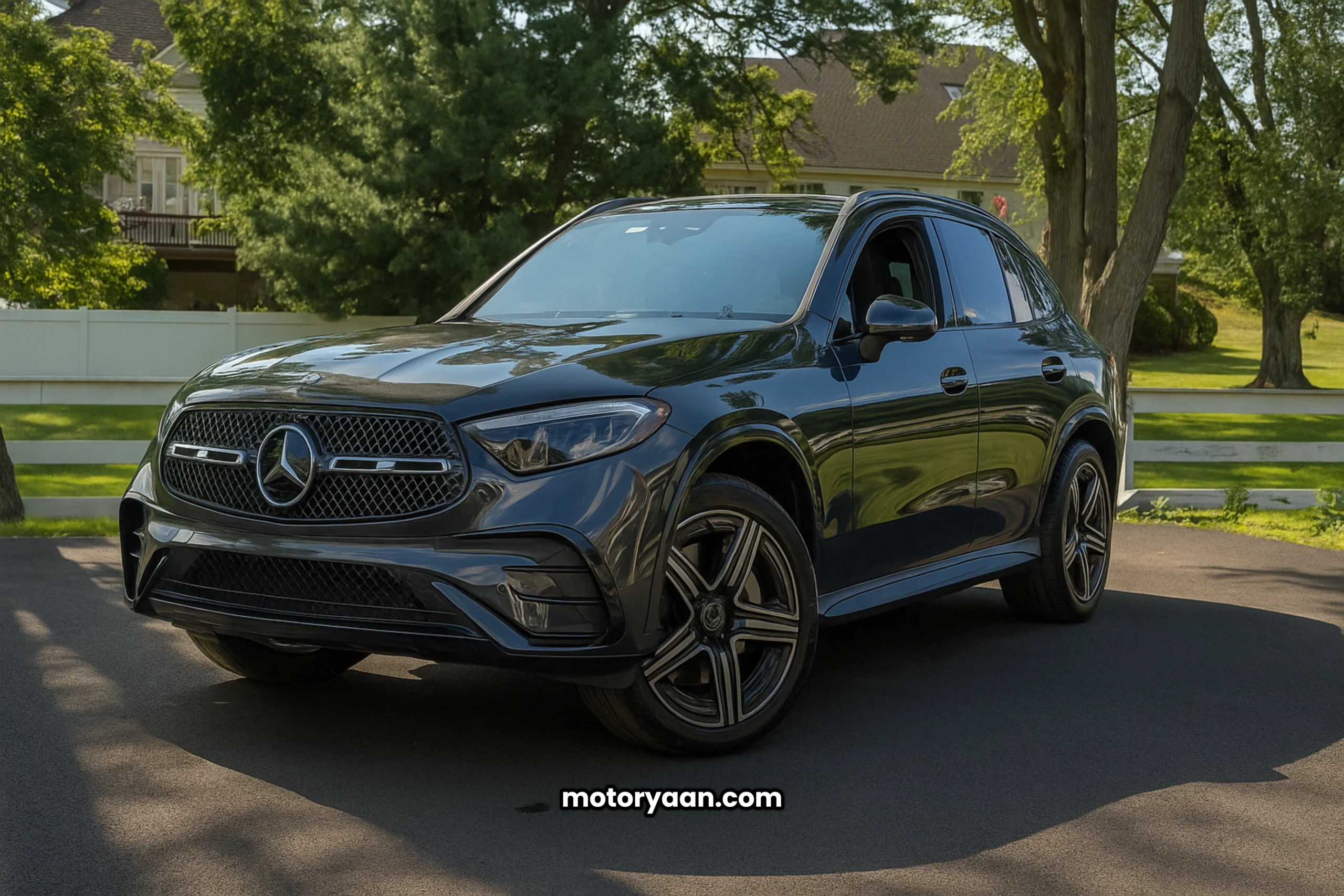 2025 Mercedes-Benz GLC 350e Plug-in Hybrid front and side profile review image