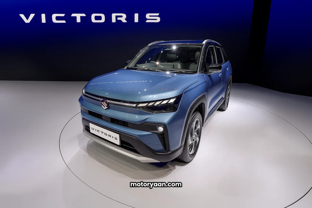 2025 Maruti Suzuki Victoris SUV front profile with LED headlights and grille
