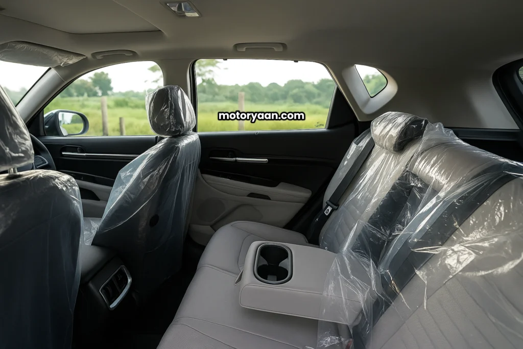 GST Benefits on 2025 Kia Sonet HTK Plus second row seats with semi-leatherette finish