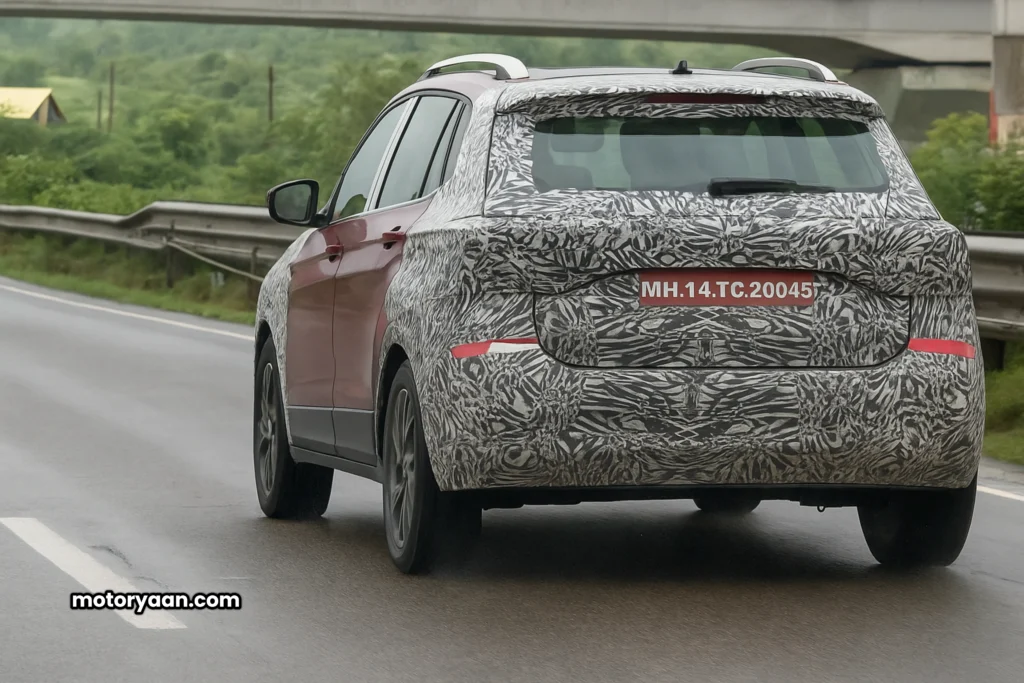 Volkswagen Taigun Facelift 2026 Rear and Side Profile Spied Testing