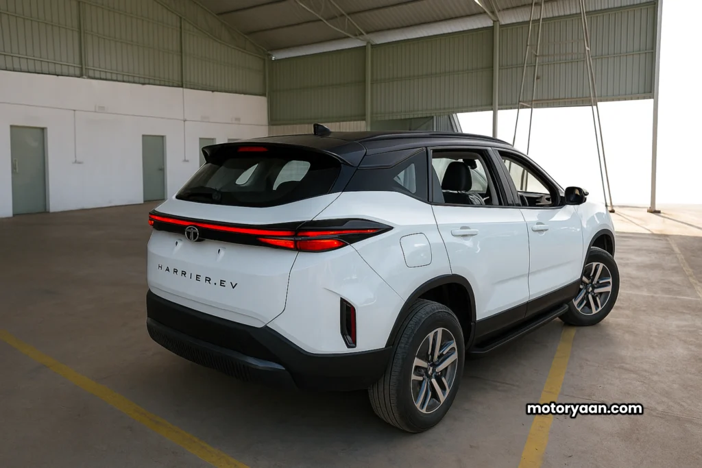 Tata Harrier EV rear and side profile view