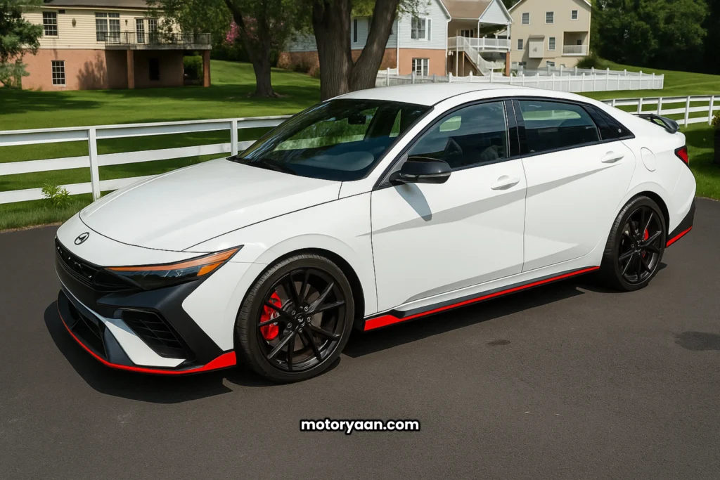 2025 Hyundai Elantra N Review side profile with alloy wheels and sporty stance