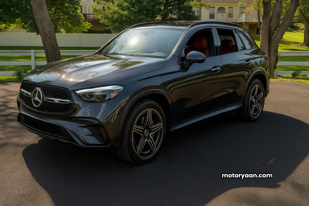 Sleek side profile of 2025 Mercedes-Benz GLC 350e Plug-in Hybrid Review