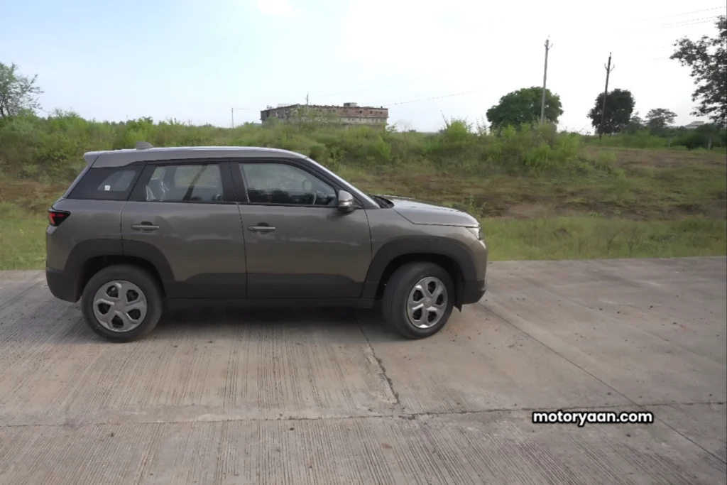 GST Benefits on 2025 Maruti Brezza VXI side profile view