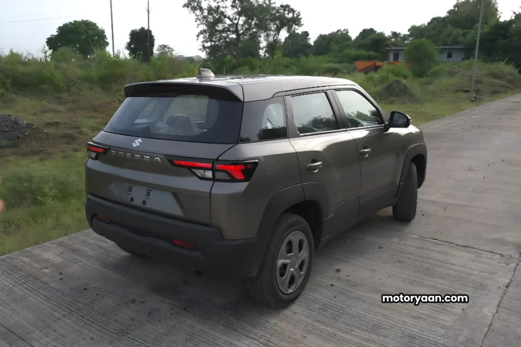 GST Benefits on 2025 Maruti Brezza VXI side and rear profile view