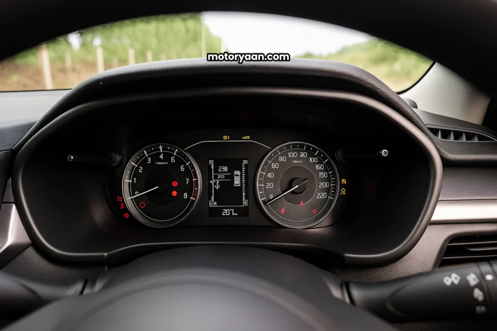 GST Benefits on 2025 Maruti Brezza VXI instrument cluster display