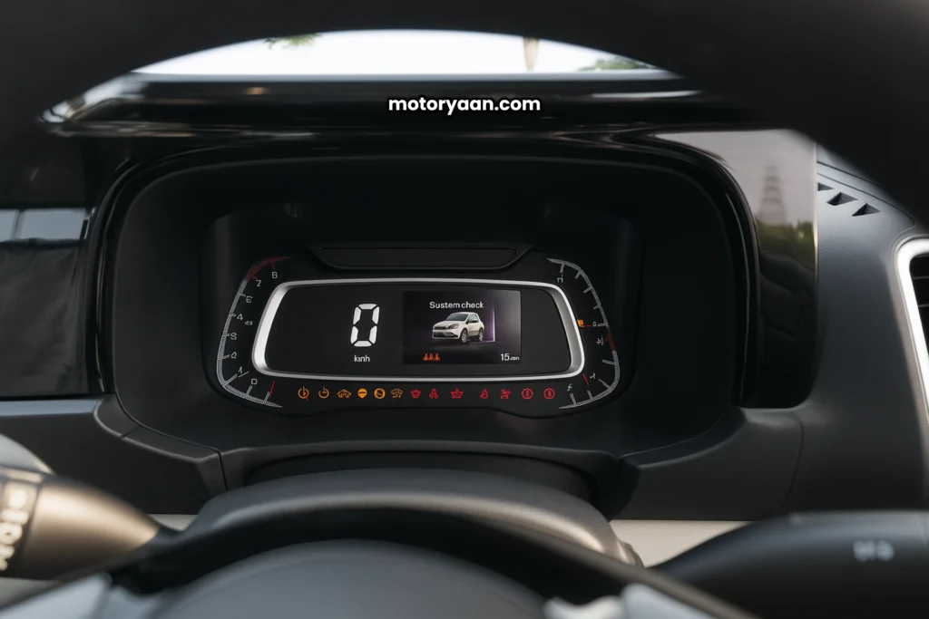 GST Benefits on 2025 Kia Sonet HTK Plus instrument cluster with MID display.